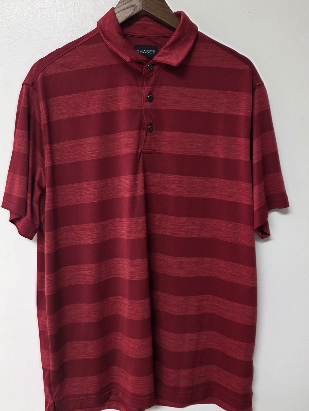 Chase54 Men's Burgundy Striped Polo